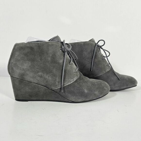 Vionic Becca Suede Ankle Bootie Women's Size 8 Gray Lace Up Wedge - Picture 6 of 12
